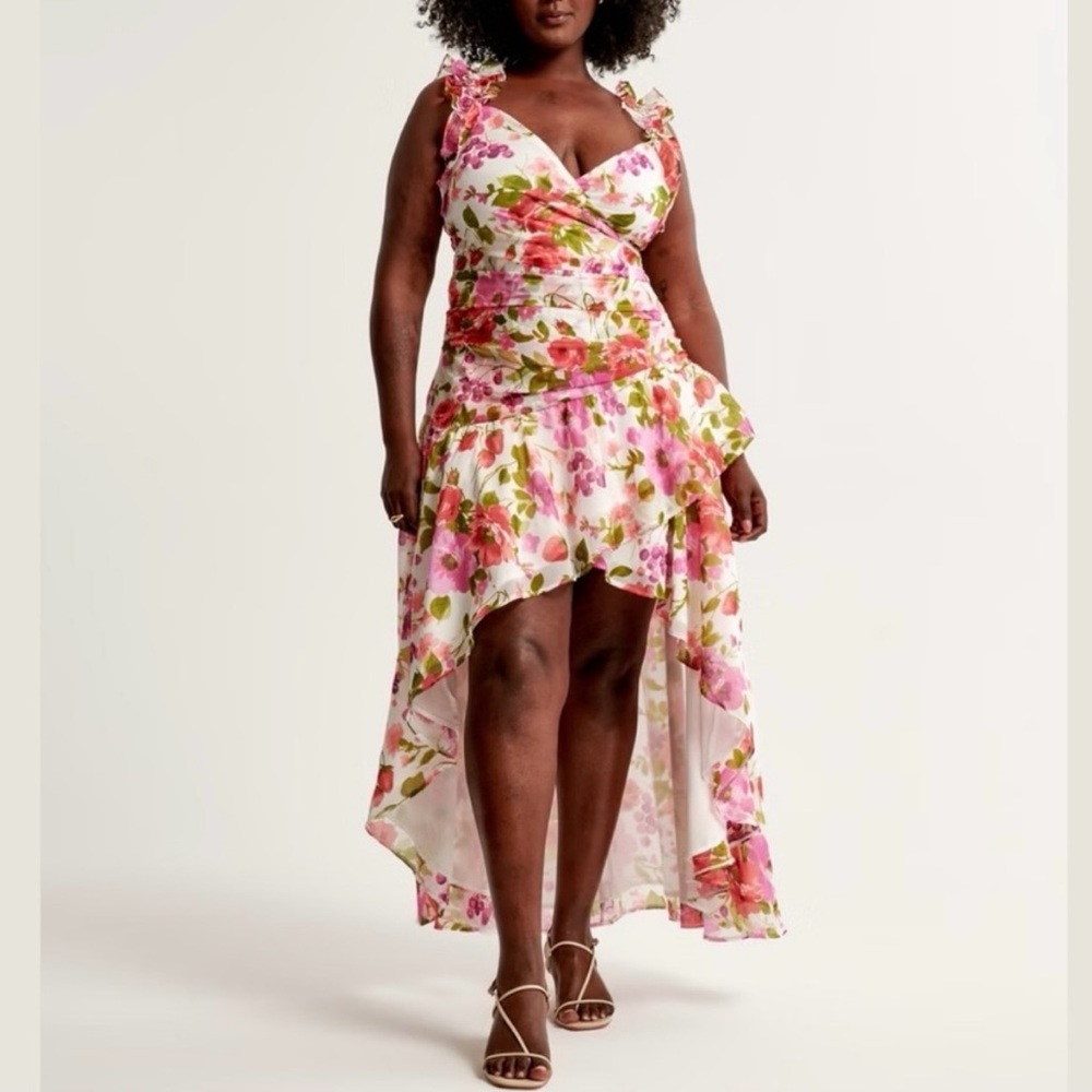 Abercrombie & Fitch Ruched Pink Floral Sundress